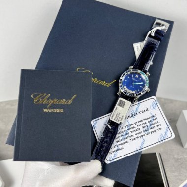 Chopard Happy Sport Replica 1:1 Watch Blue Dial Leather Strap 36mm