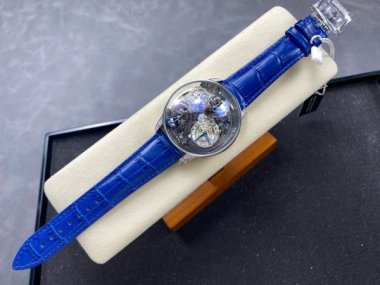 Jacob & Co Black Dragon Replica Watches Leather Strap Blue 45mm