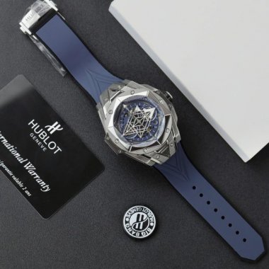 Hublot Big Bang Sang Bleu II Blue Fake Watch Rubber Strap 45mm