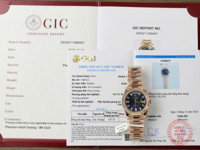 Rolex Day-Date Dial Blue Copies Watch Custom Weight 186Gram 18K Gold Wrapped 40mm
