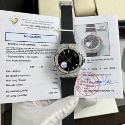 Hublot Orlinski Replica Watch Black Dial Custom Moissanite Diamonds APS Factory 40mm