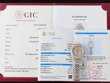 Rolex DateJust Imitation Watches 18K Gold Warapped + Full Moissanite Diamonds Hong Kong 36mm