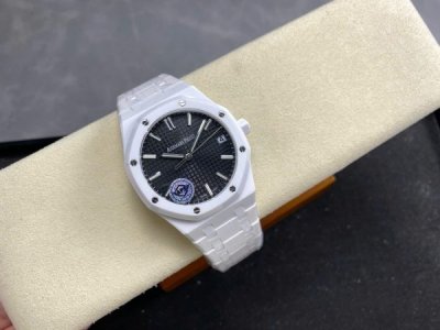 Audemars Piguet Royal Oak 15500 Dial Black Copies Watch White Ceramic APS Factory 41mm