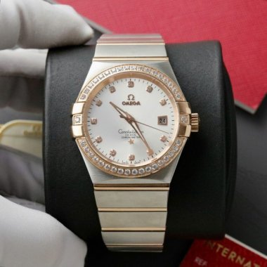 Omega Constellation Co-Axial Clone 11 Watch White Dial Metal Strap 38mm