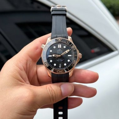 Omega Seamaster Diver 300M Sedna Rose Gold Copies Watches Black Dial 42mm