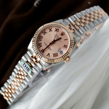 Rolex DateJust Luxury Fake Watches Pink Dial THB Factory 31mm