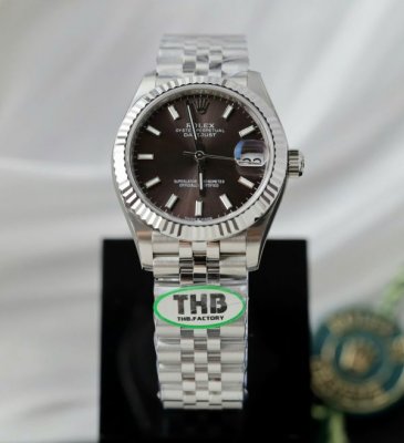 Rolex DateJust Replica Watches Dark Gray Dial Jubilee Strap THB Factory 31mm