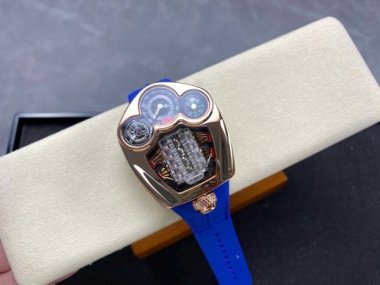 Jaboc & Co Bugatti Replica Watches Rubber Strap Blue 52x44mm