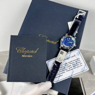 Chopard Happy Sport Replica 1:1 Watch Blue Dial Leather Strap 36mm