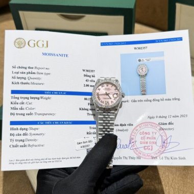 Rolex DateJust Replica Watch Moissanite Diamond Pink Dial 31mm