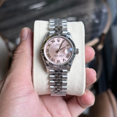 Rolex DateJust Pink Dial Replica Women’s Watch Roman Numerals EW 31mm