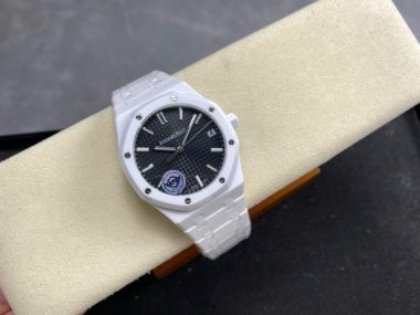 Audemars Piguet Royal Oak 15500 Dial Black Copies Watch White Ceramic APS Factory 41mm