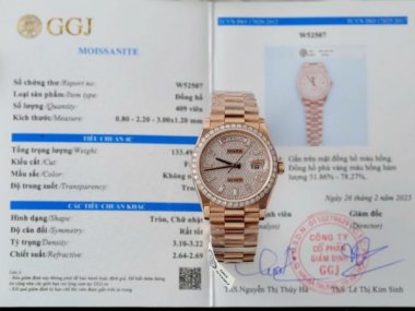 Rolex Day-Date Copies Watches 18K Rose Gold Wrapped + Moissanite Diamonds GM Factory 36mm