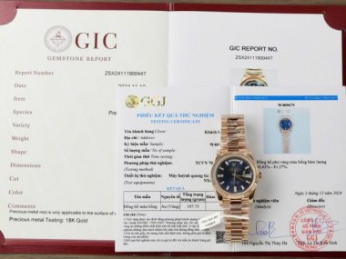 Rolex Day-Date Dial Blue Copies Watch Custom Weight 186Gram 18K Gold Wrapped 40mm