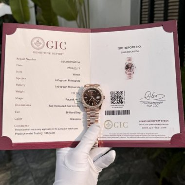 Rolex Replica Watch Day-Date Custom Gold Wrapped Moissanite Diamonds Dial Chocolate GM Factory 40mm
