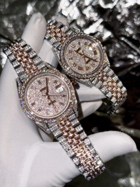 Rolex Replica 1:1 Watch DateJust With Full Diamond Moissanite Hong Kong 41mm