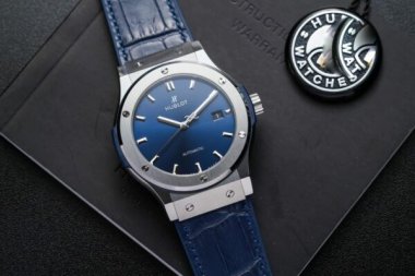 Hublot Classic Fusion Titanium Replica Watch Blue Dial JJF Factory 42mm
