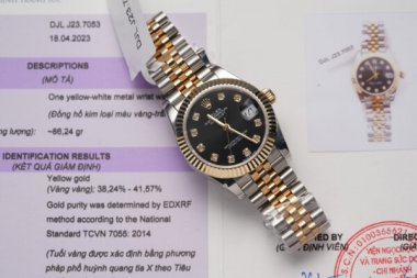 Rolex Best Replica Watches DateJust Gold Wrapped Black Dial 31mm