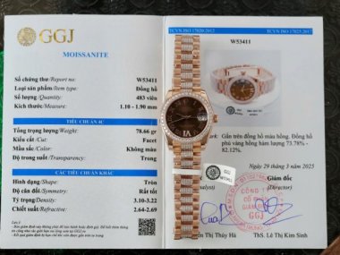 Rolex DateJust Women Dial Chocolate Copies Watches Custom Moissanite Diamonds + 18K Gold Wrapped 31mm