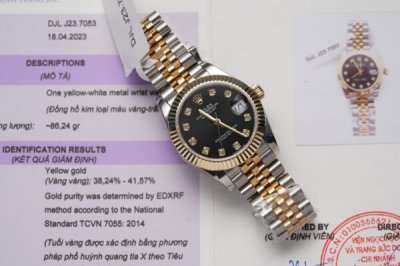 Rolex Best Replica Watches DateJust Gold Wrapped Black Dial 31mm