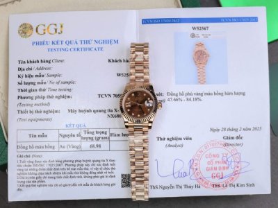 Rolex DateJust Women Copies Watches Gold Wrapped Chocolate Dial GM Factory 28mm