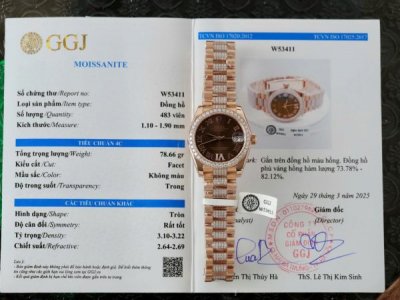 Rolex DateJust Women Dial Chocolate Copies Watches Custom Moissanite Diamonds + 18K Gold Wrapped 31mm