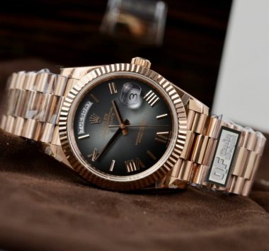 Rolex Clone Watch Day-Date Dial Gray Ombre 185 Grams QF Factory 40mm