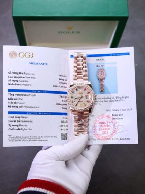 Rolex Day-Date Copies Watches Moissanite Diamonds + 18K Gold Wrapped Custom GM Factory 40mm
