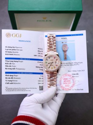 Rolex Day-Date Copies Watches Moissanite Diamonds + 18K Gold Wrapped Custom GM Factory 40mm